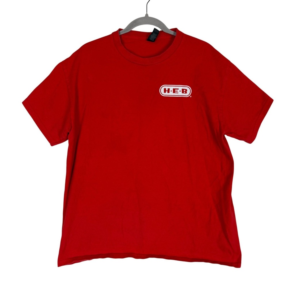 H-E-B Shirt Mens Large Red One Of A Kind Graphic T-Shirt Tee Gildan Logo Promo